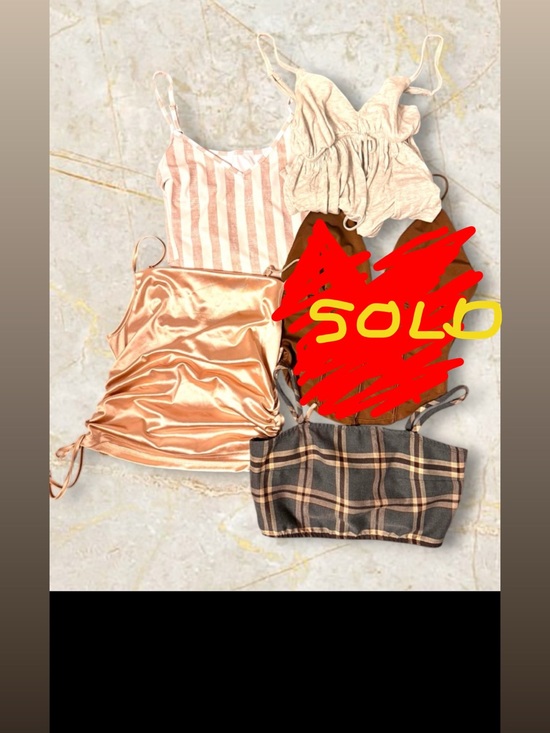 Assorted/Mixed Tops - Women’s Size M | Neutral Tops Bundle | 4 Pc Y2K Capsule | Satin Plaid Stripes